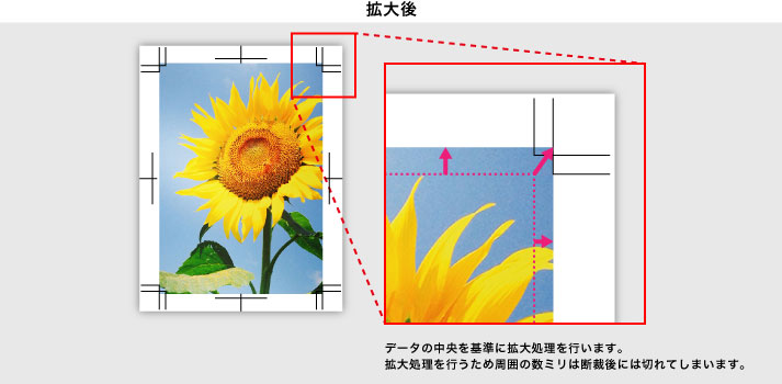 塗り足しなしのデータ拡大処理後