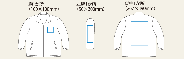 ブルゾンのプリント範囲