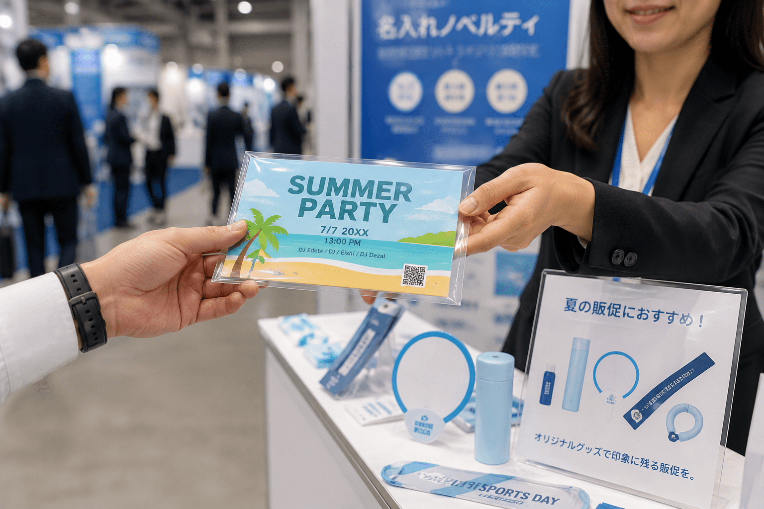 展示会・見本市での配布シーン写真